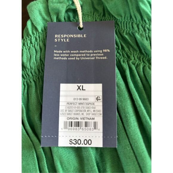 NWT SZ XL Linen Blend Sleeveless Smocked Detail Midi Dress in Perfect Mint Color - Picture 4 of 7